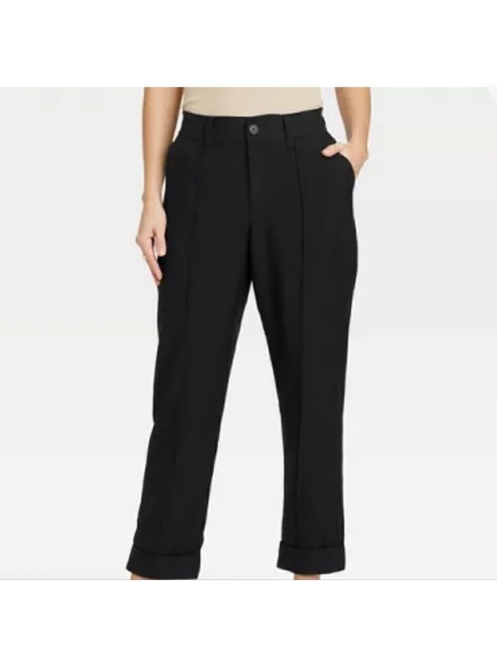 A New Day Women's High-Rise Slim Straight Leg Pintuck Ankle Pants NWT Size 4